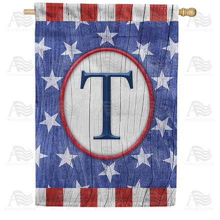 All American Old Wood Monogram House Flag