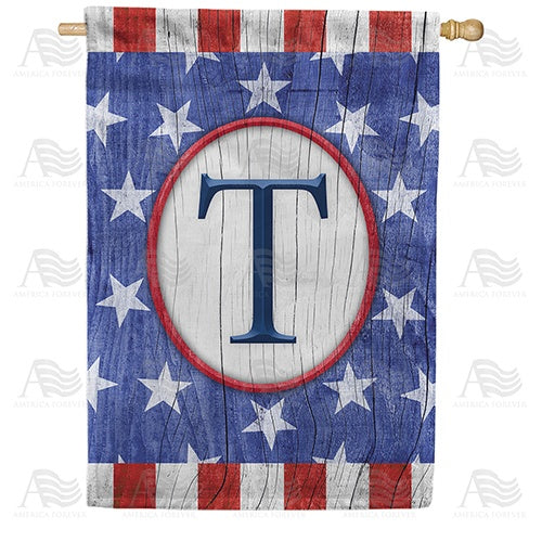 All American Old Wood Monogram House Flag