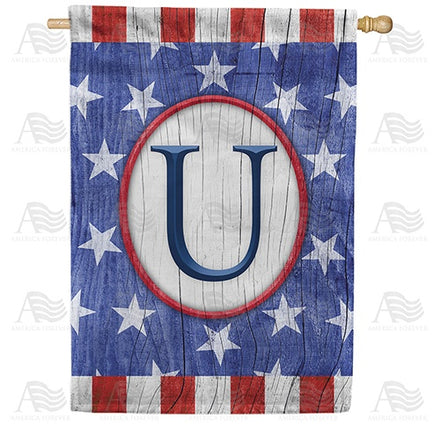 All American Old Wood Monogram House Flag