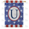All American Old Wood Monogram House Flag