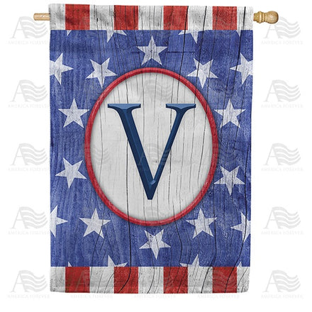 All American Old Wood Monogram House Flag