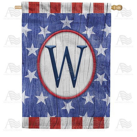 All American Old Wood Monogram House Flag