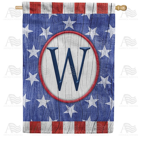 All American Old Wood Monogram House Flag
