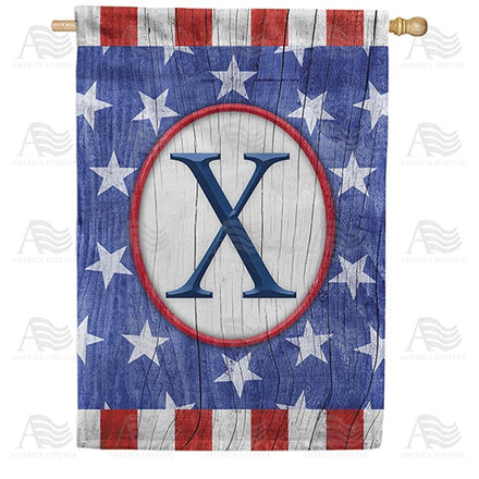 All American Old Wood Monogram House Flag