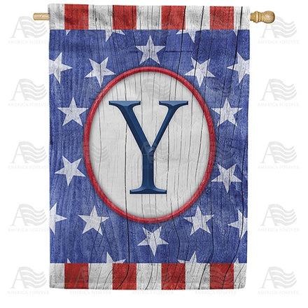 All American Old Wood Monogram House Flag