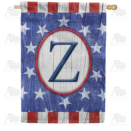 All American Old Wood Monogram House Flag