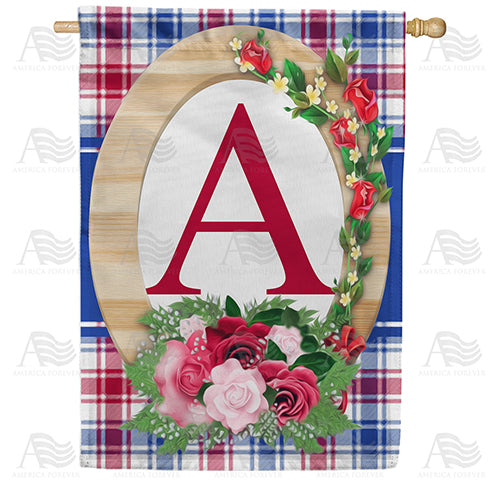 America Forever Roses On Wood Frame Monogram House Flag