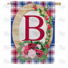 America Forever Roses On Wood Frame Monogram House Flag