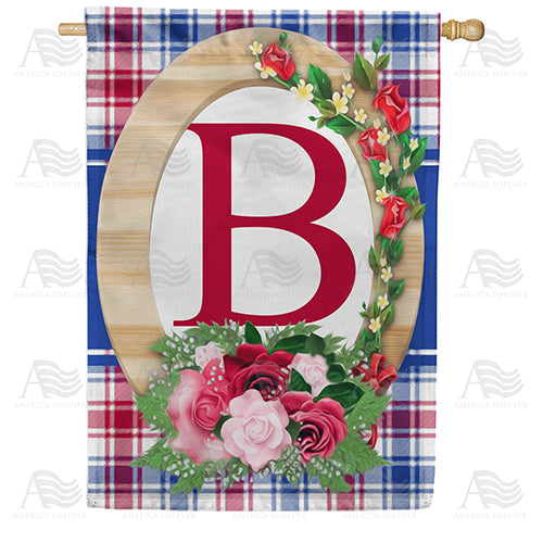 America Forever Roses On Wood Frame Monogram House Flag
