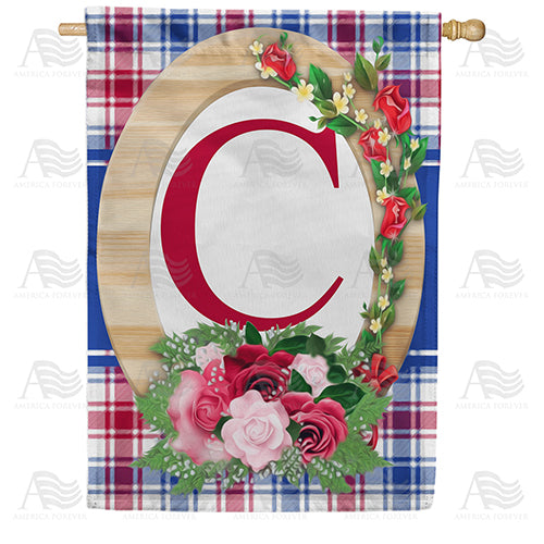 America Forever Roses On Wood Frame Monogram House Flag