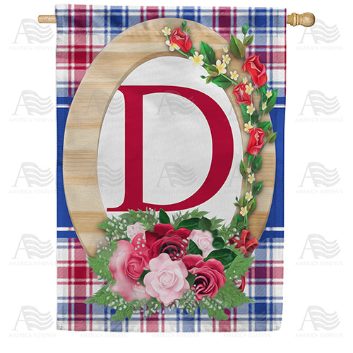America Forever Roses On Wood Frame Monogram House Flag