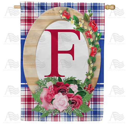 America Forever Roses On Wood Frame Monogram House Flag