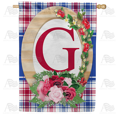 America Forever Roses On Wood Frame Monogram House Flag