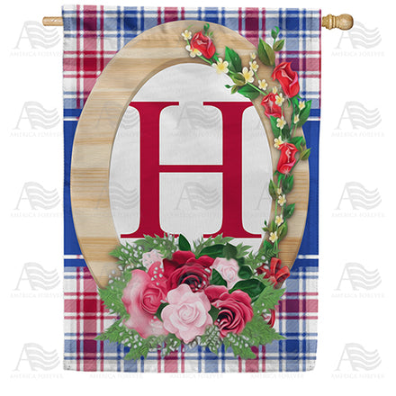 America Forever Roses On Wood Frame Monogram House Flag