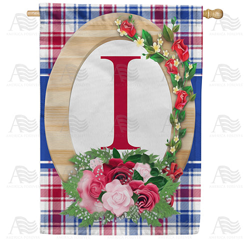 America Forever Roses On Wood Frame Monogram House Flag