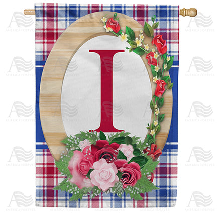 America Forever Roses On Wood Frame Monogram House Flag