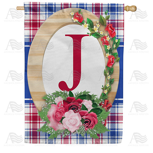 America Forever Roses On Wood Frame Monogram House Flag