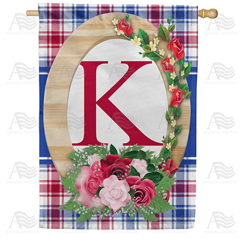 America Forever Roses On Wood Frame Monogram House Flag