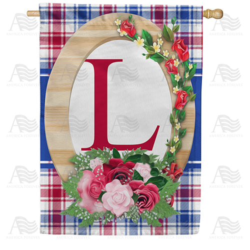 America Forever Roses On Wood Frame Monogram House Flag