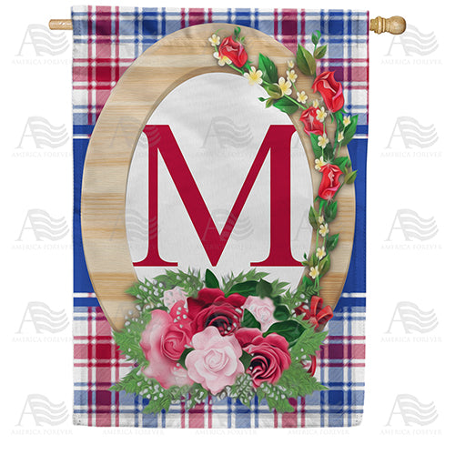 America Forever Roses On Wood Frame Monogram House Flag