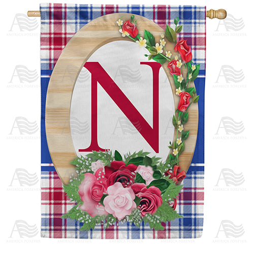America Forever Roses On Wood Frame Monogram House Flag