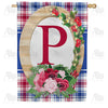 America Forever Roses On Wood Frame Monogram House Flag