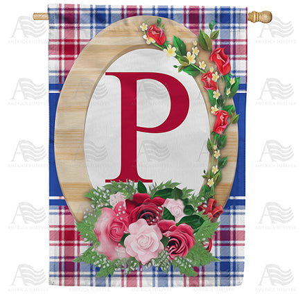 America Forever Roses On Wood Frame Monogram House Flag