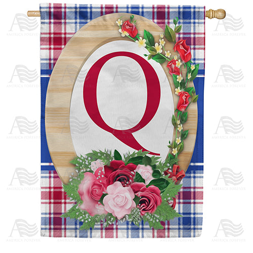 America Forever Roses On Wood Frame Monogram House Flag