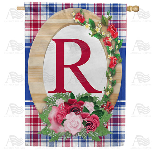 America Forever Roses On Wood Frame Monogram House Flag