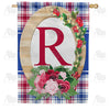 America Forever Roses On Wood Frame Monogram House Flag
