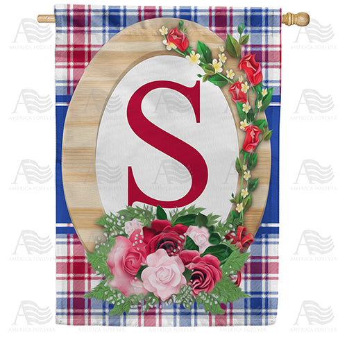 America Forever Roses On Wood Frame Monogram House Flag
