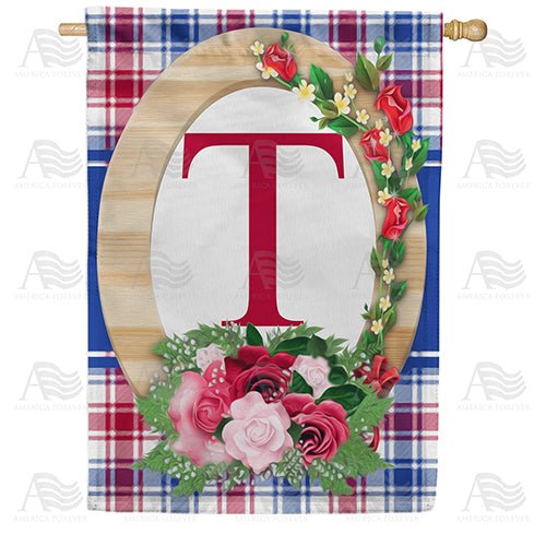 America Forever Roses On Wood Frame Monogram House Flag
