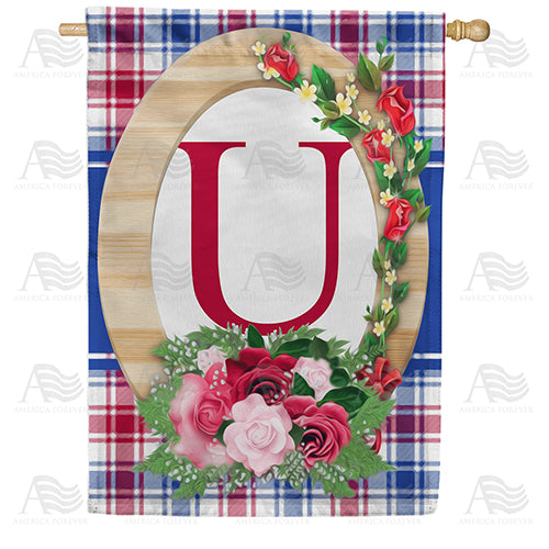 America Forever Roses On Wood Frame Monogram House Flag