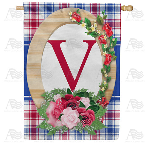 America Forever Roses On Wood Frame Monogram House Flag