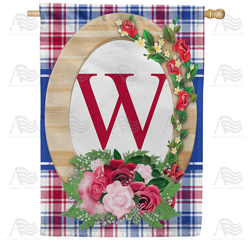 America Forever Roses On Wood Frame Monogram House Flag