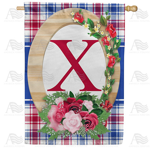America Forever Roses On Wood Frame Monogram House Flag