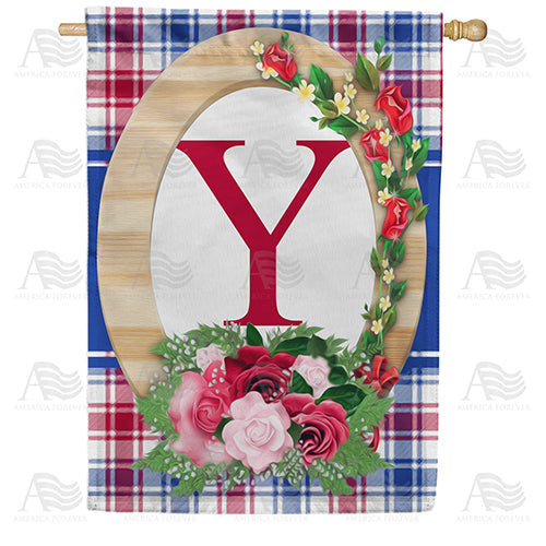 America Forever Roses On Wood Frame Monogram House Flag