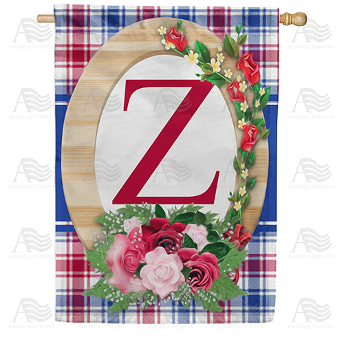 America Forever Roses On Wood Frame Monogram House Flag