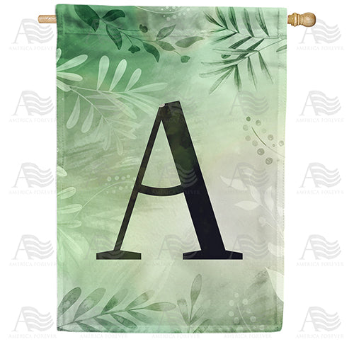 America Forever Lush Leaves Monogram House Flag