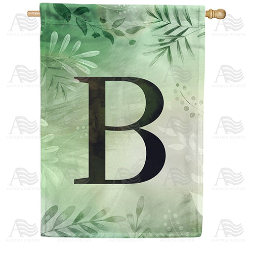 America Forever Lush Leaves Monogram House Flag