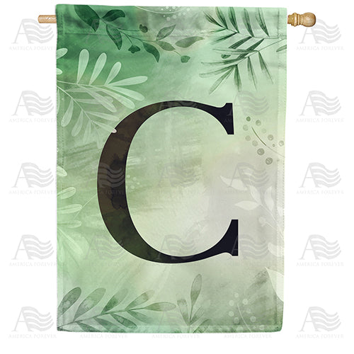 America Forever Lush Leaves Monogram House Flag