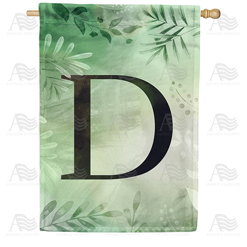 America Forever Lush Leaves Monogram House Flag