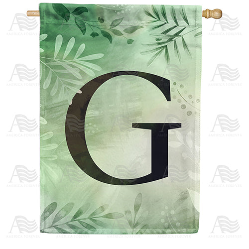 America Forever Lush Leaves Monogram House Flag