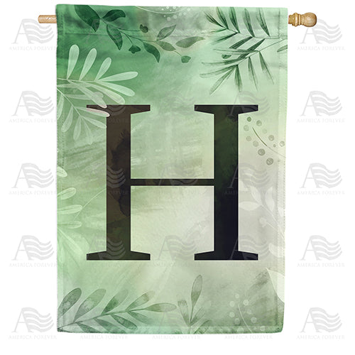 America Forever Lush Leaves Monogram House Flag
