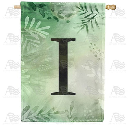 Lush Leaves Monogram House Flag