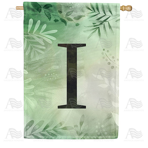 America Forever Lush Leaves Monogram House Flag