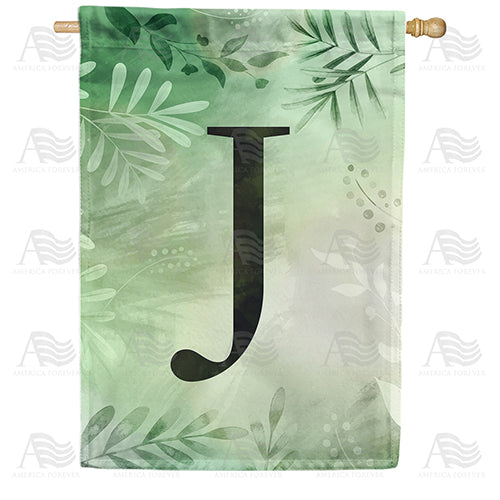 America Forever Lush Leaves Monogram House Flag