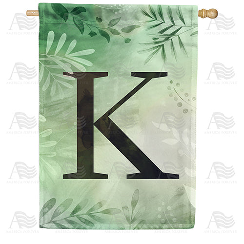 America Forever Lush Leaves Monogram House Flag