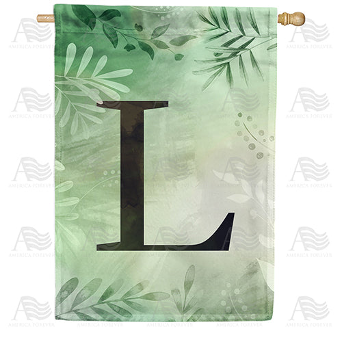 America Forever Lush Leaves Monogram House Flag
