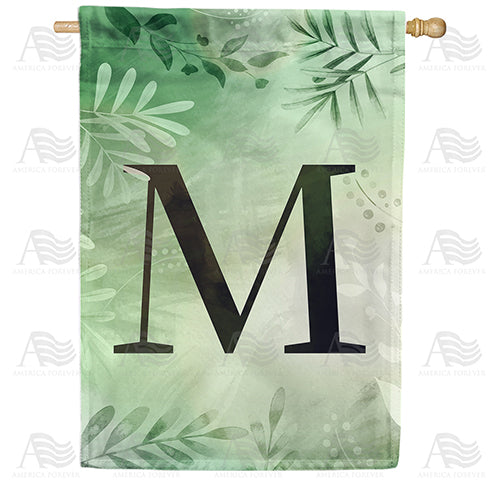 America Forever Lush Leaves Monogram House Flag